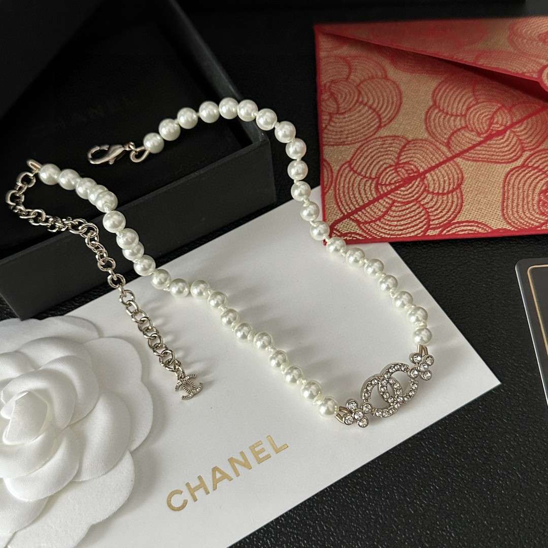 Ch**el Letter Necklace White For Women