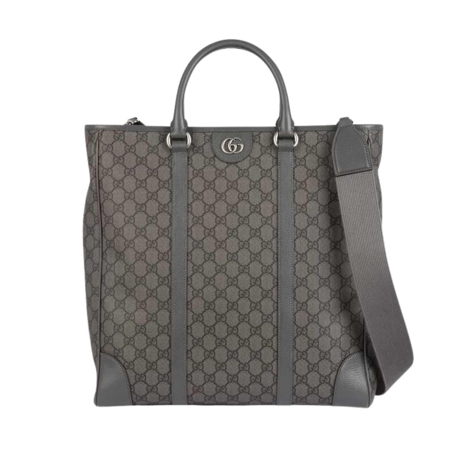 Gvc*1 Ophidia Medium Tote Grey And Black Bag For Men 763316 FACJY 1244- 15 Inches/ 38 Cm