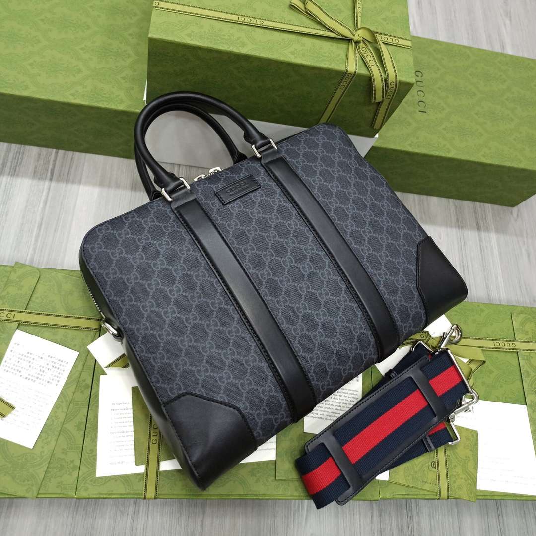 Gvc*1 Black Briefcase GG Grey For Men 36cm / 12.2in 474135 K5RLN 1095