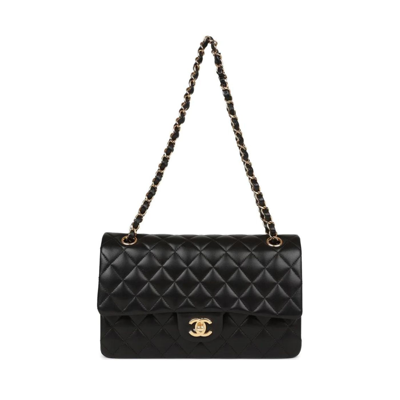 Ch**el Classic Handbag Gold Toned Hardware Black For Women, Women’s Bags, Shoulder And Crossbody Bags 10in/25.5cm A01112