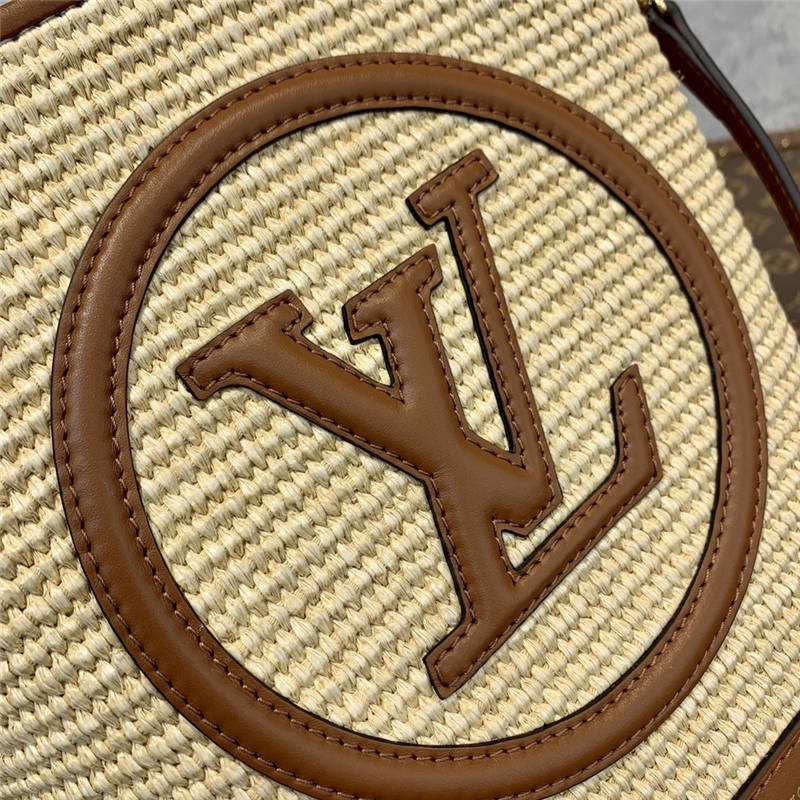 L0vis Vvtt0n Petit Bucket Raffia Beige For Women ‎9.4in/24cm