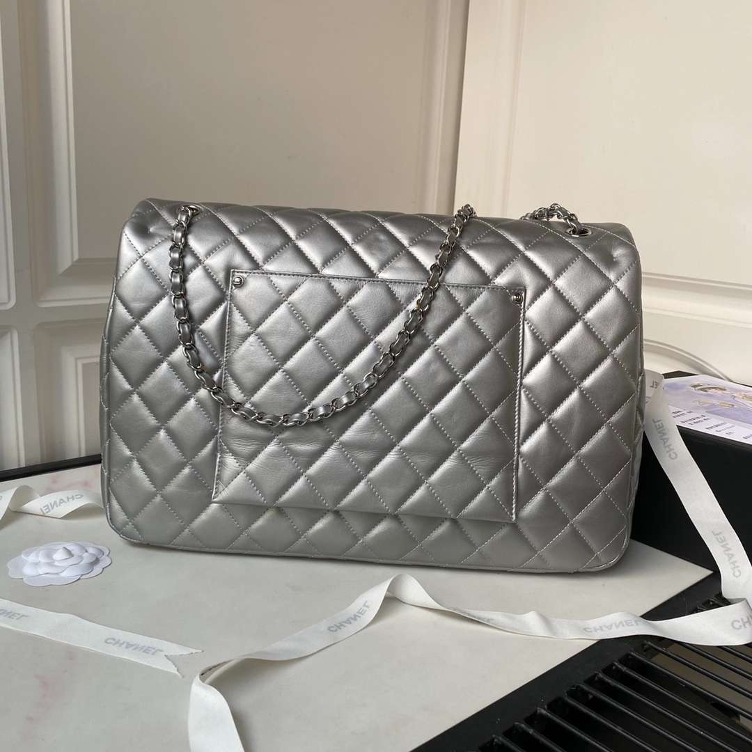 Ch**el Maxi Jumbo XL Classic Bag Grey For Women 35cm/13.8in