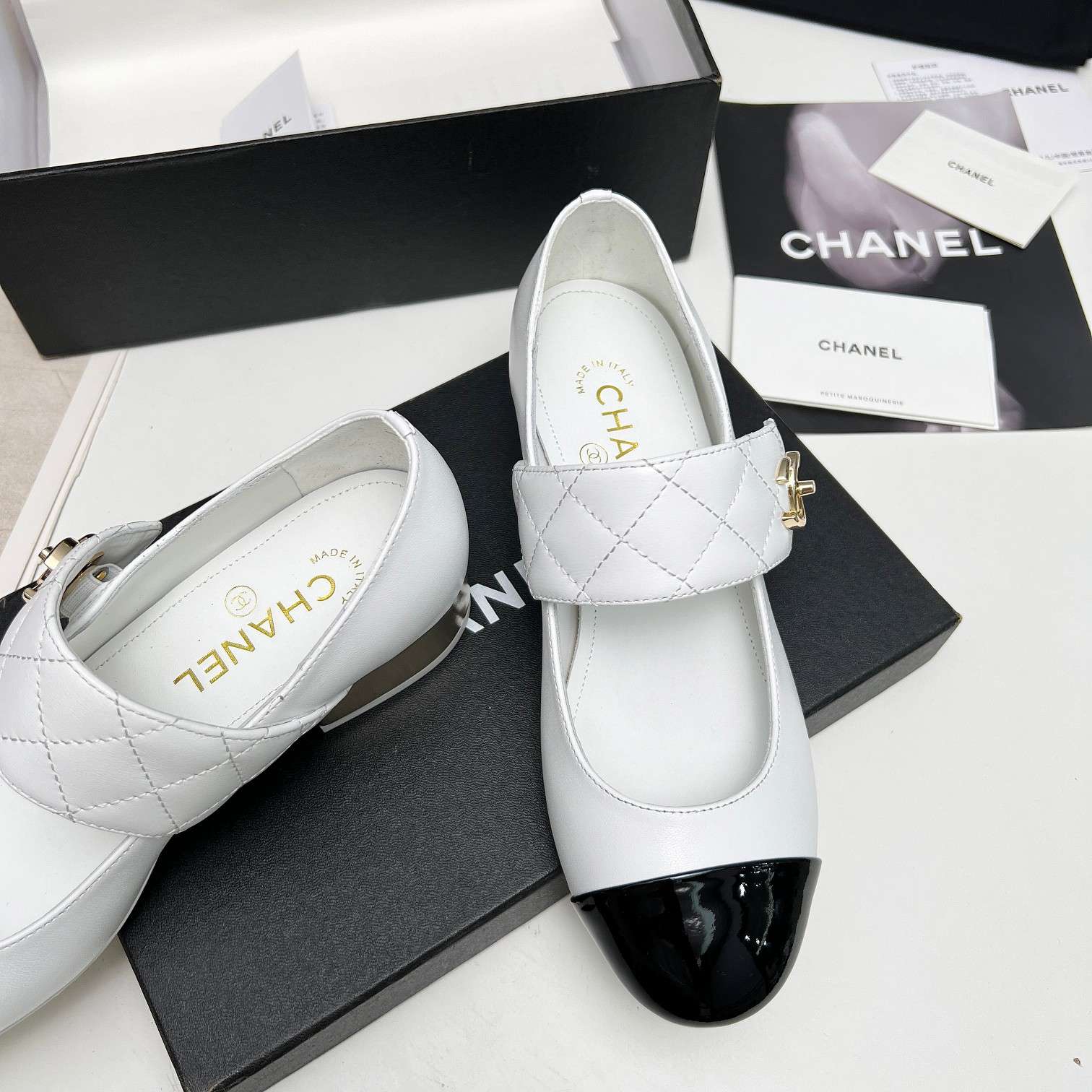 Ch**el Logo CC Mary Jane White For Women
