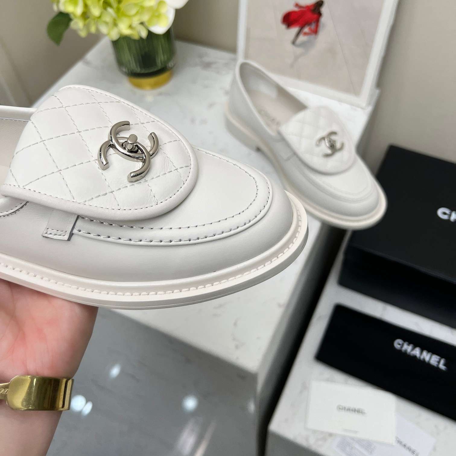 Ch**el Moccasins White For Women