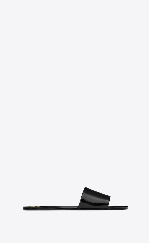 Sa1nt Lau*nt Carlyle Slides In Glazed Black For Women 783319AAAZY1000