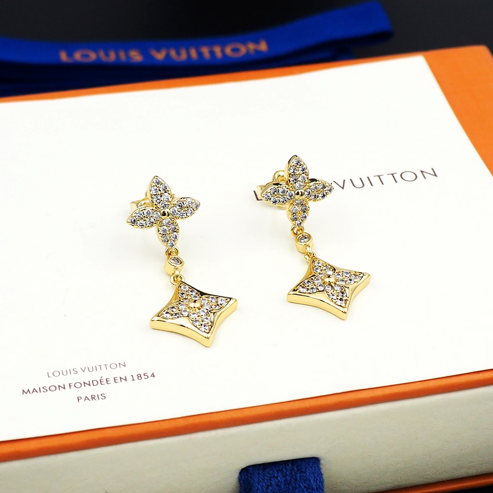 L0vis Vvtt0n D1am0nd Floral Earrings Gold For Women