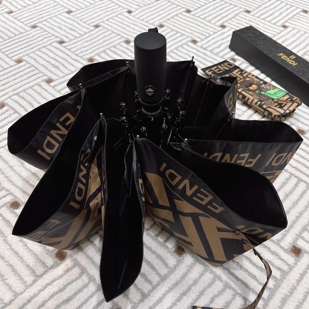 F**di Logo Compact Umbrella Brown
