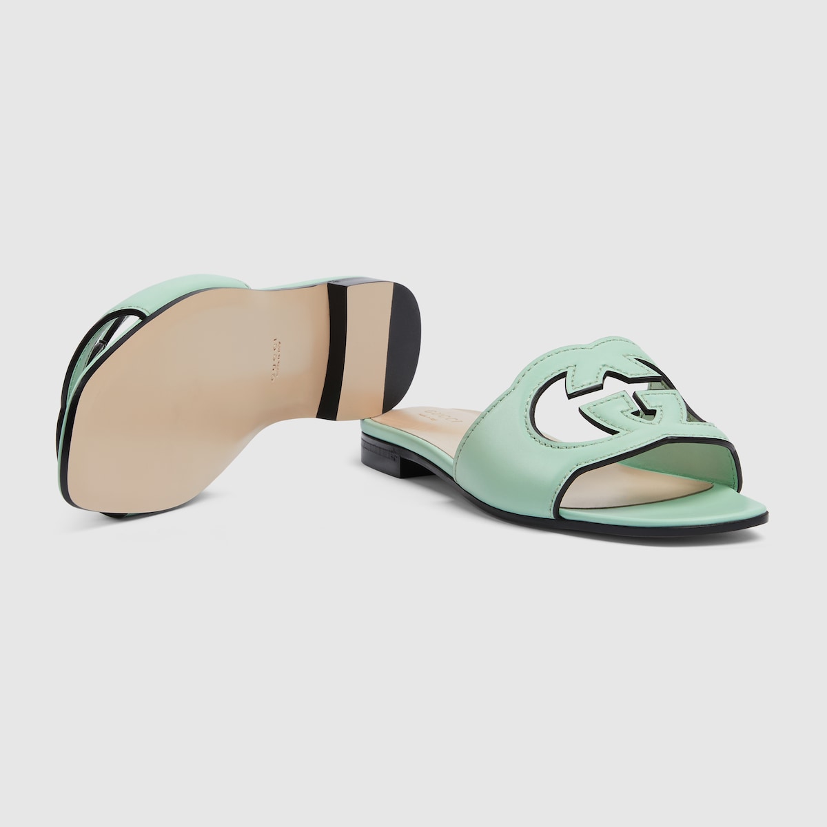 Gvc*1 Interlocking G Cut-Out Sandal Green For Women 694451 US000 4817