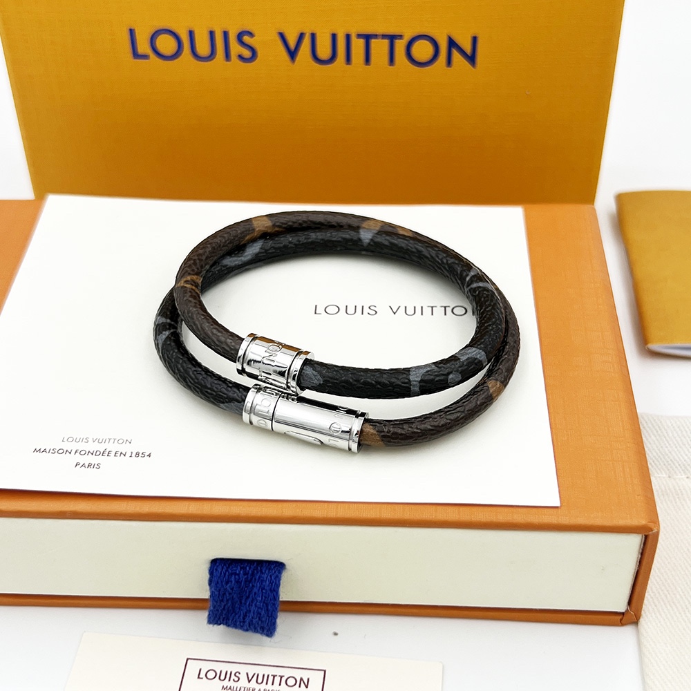 L0vis Vvtt0n Keep It Double Monogram Bracelet Brown For Women