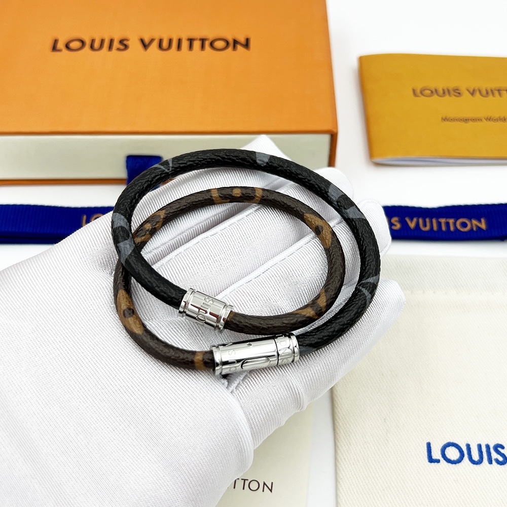 L0vis Vvtt0n Keep It Double Monogram Bracelet Brown For Women
