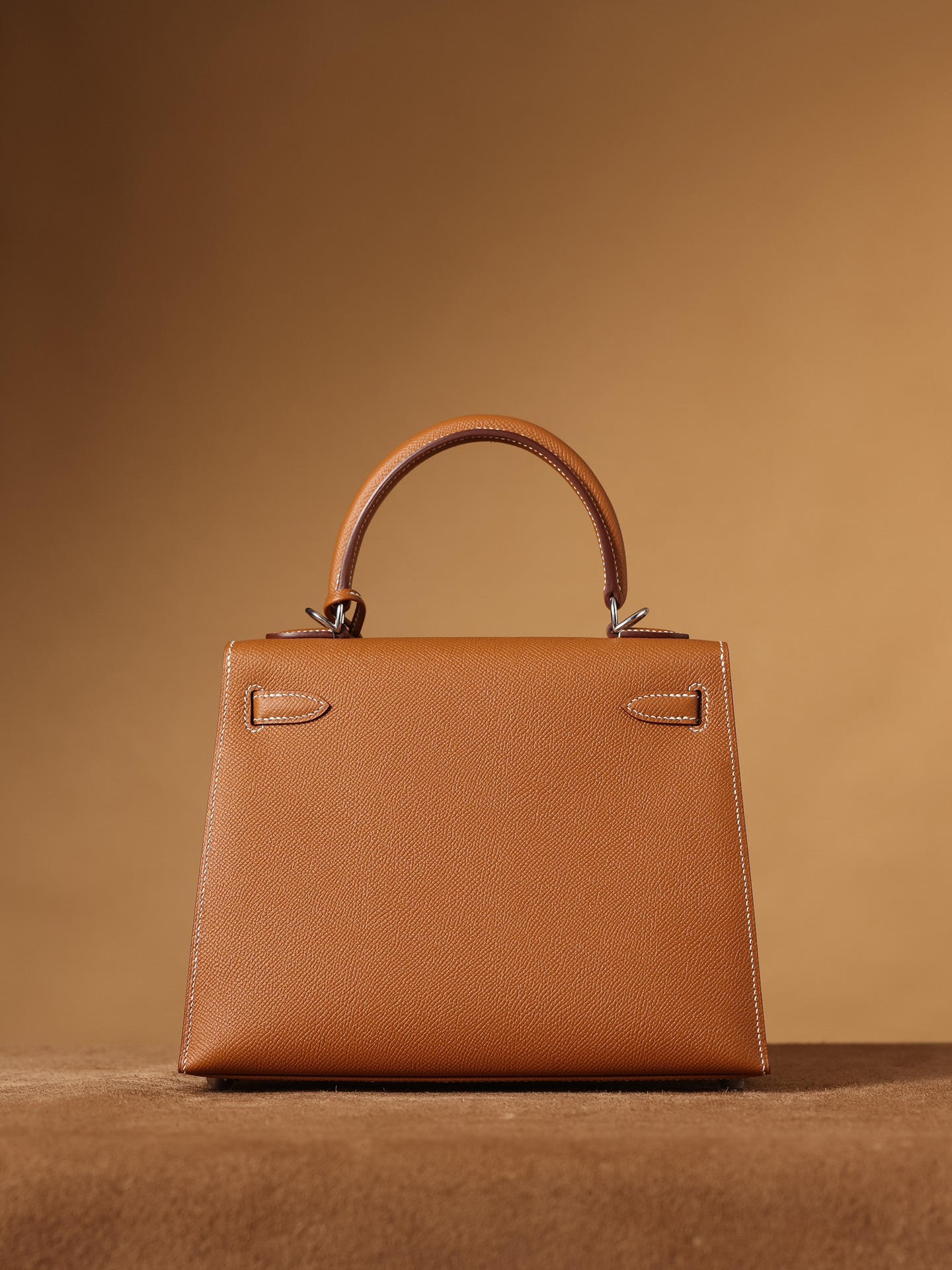 H**me5 Kelly Epsom Silver Tone Lock Bag Brown For Women 9,8in/25cm