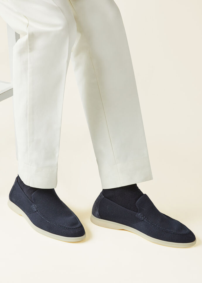 L0r0 P1ana Summer Walk Knitted Navy Blue For Men FAM1581