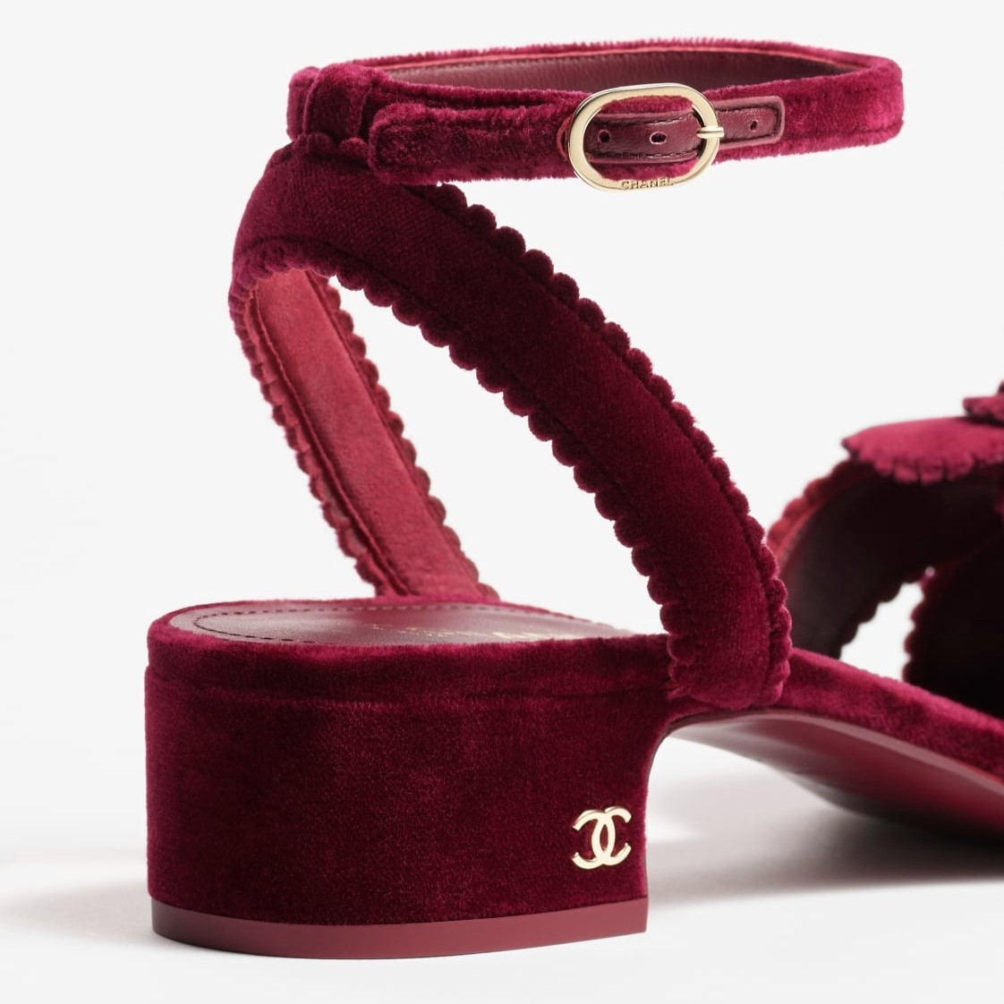 Ch**el Sandals Velvet Burgundy For Women G45928 B17944 NZP34