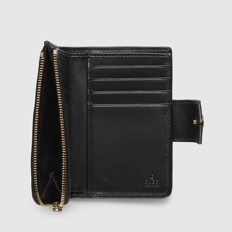 Gvc*1 GG Medium Wallet Black For Women 6.7in/17cm 790131 AADLO 1000