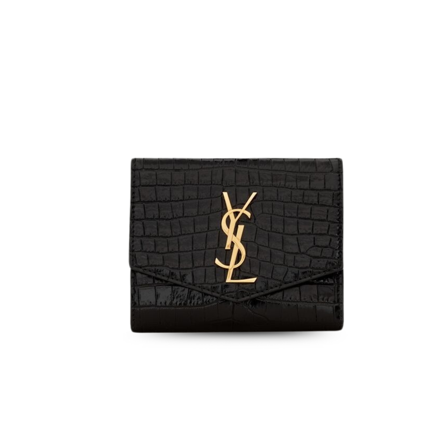 Sa1nt Lau*nt Uptown Compact Wallet Black For Women 4.7in/12cm
