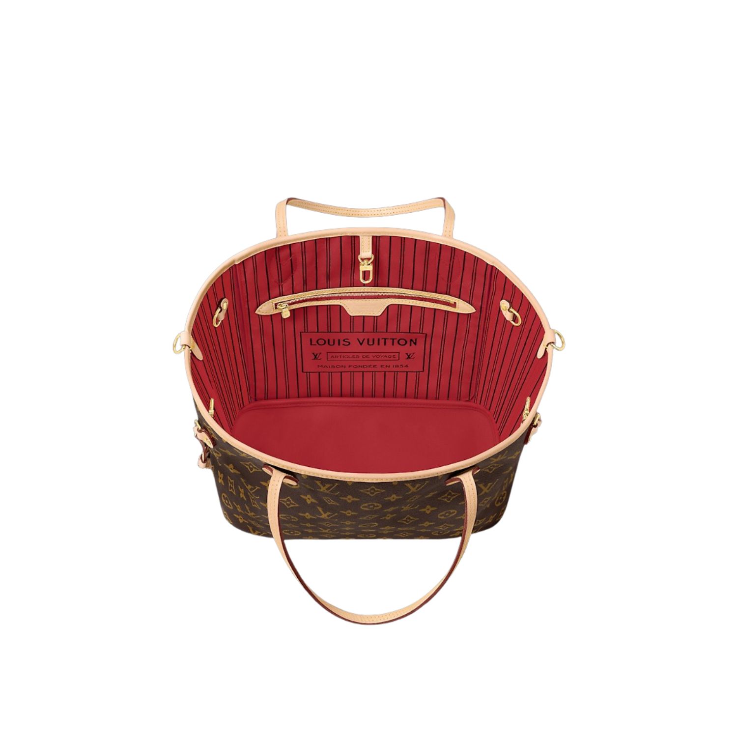 L0vis Vvtt0n Neverfull Bandoulière Inside Out MM Rouge Sari Textile For Women 31cm/12.2in – M12096