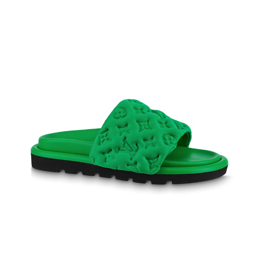 L0vis Vvtt0n Pool Pillow Flat Comfort Mule Green For Women 1AB1N5