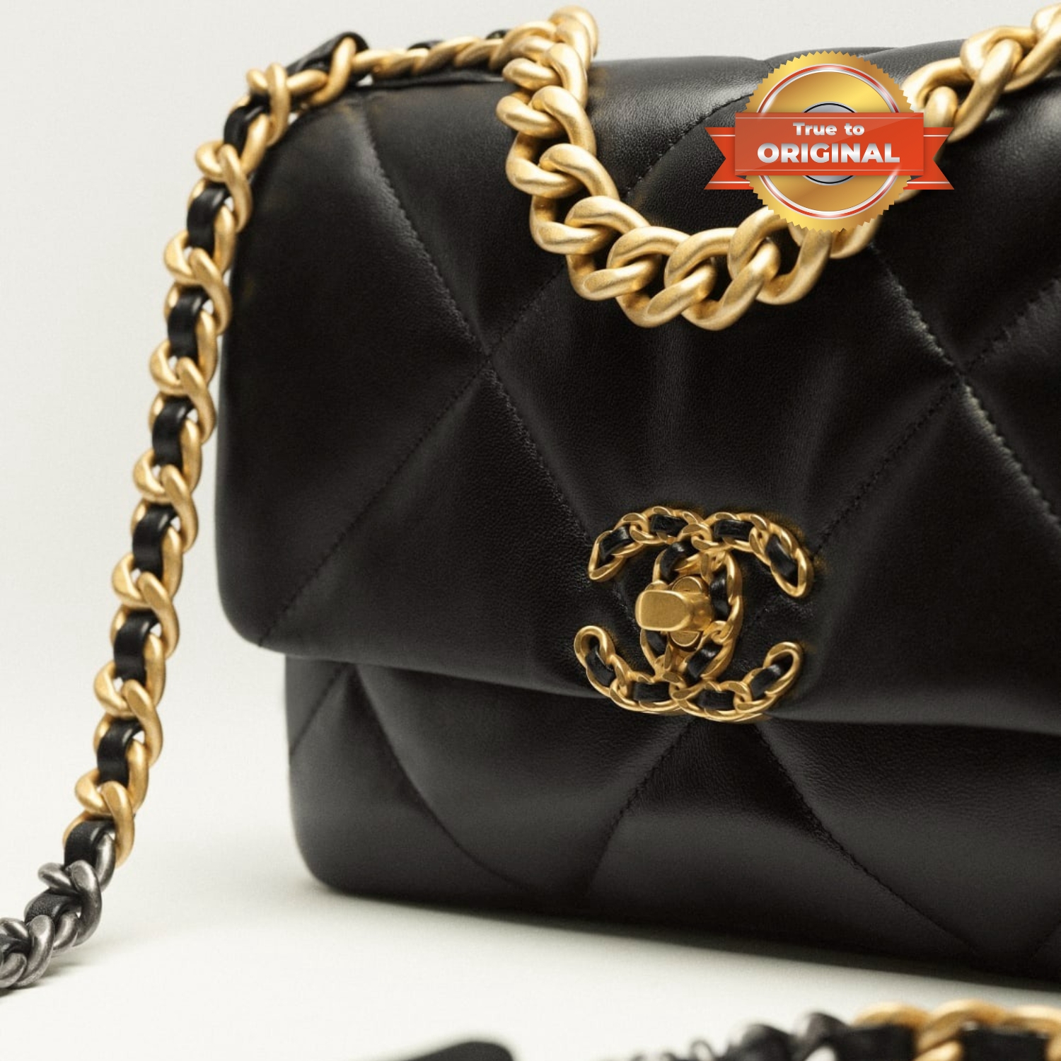 [True-to-ORIGINAL] Ch**el 19 Handbag Black For Women 26cm/10.1in AS1160 B04852 94305