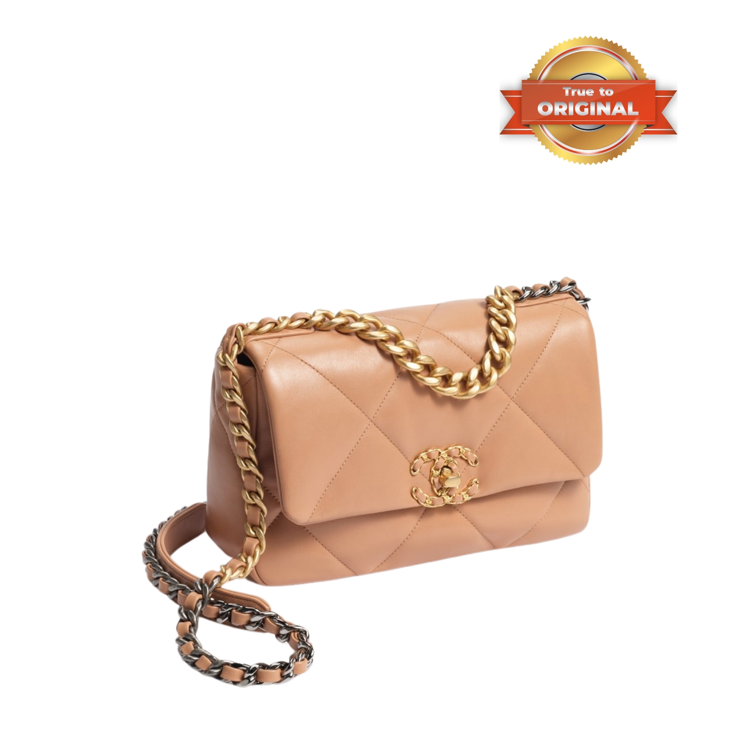 [True-to-ORIGINAL] Ch**el 19 Handbag Dark Beige For Women 26cm/10.1in AS1160 B04852 NZG77
