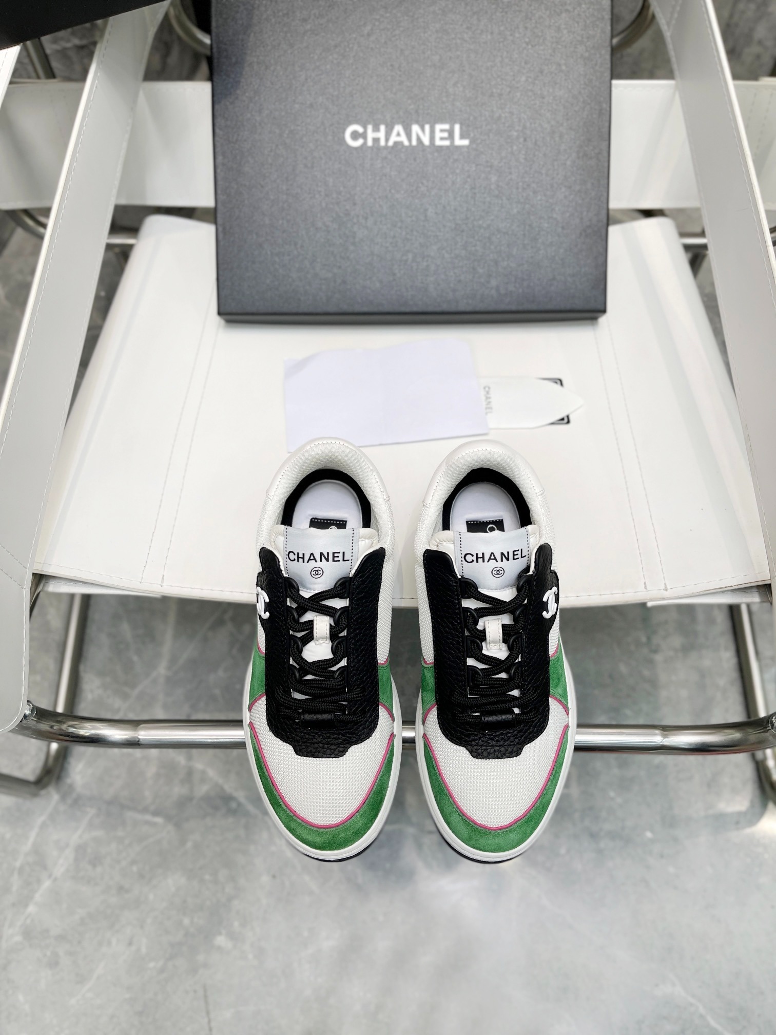 Ch**el Sneakers White/Green For Women, Women’s Shoes