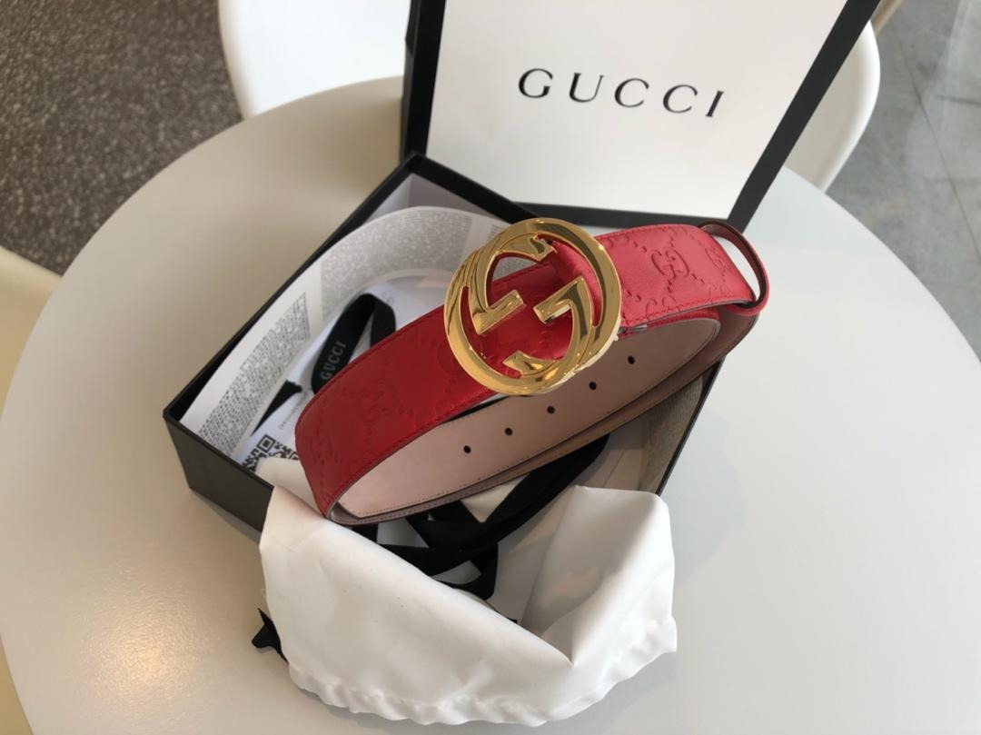 Gvc*1 Signature Belt Red/Cream GG, Women Belt 370543