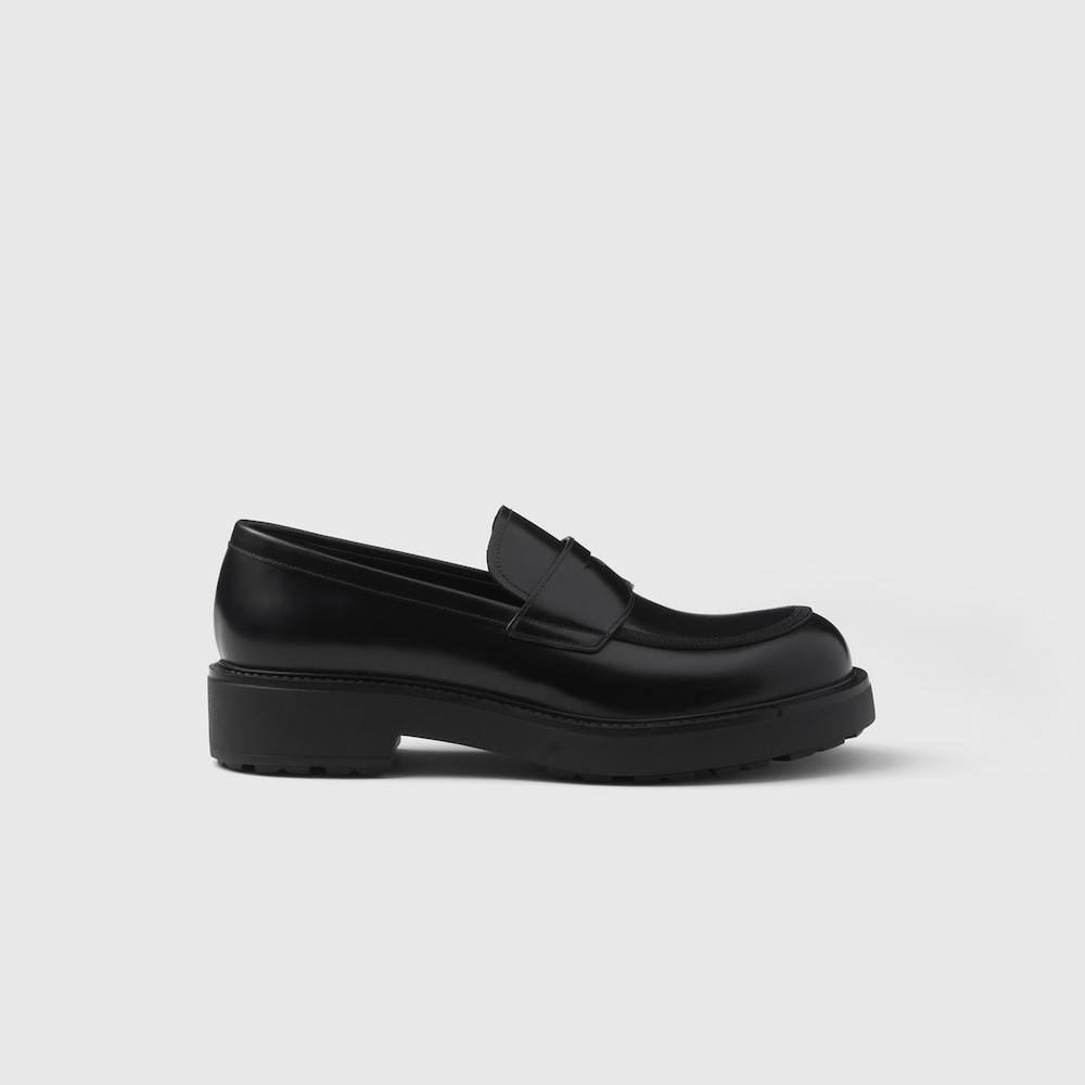 Pra*a Brushed Leather Loafers Black For Men 2DG149_055_F0002