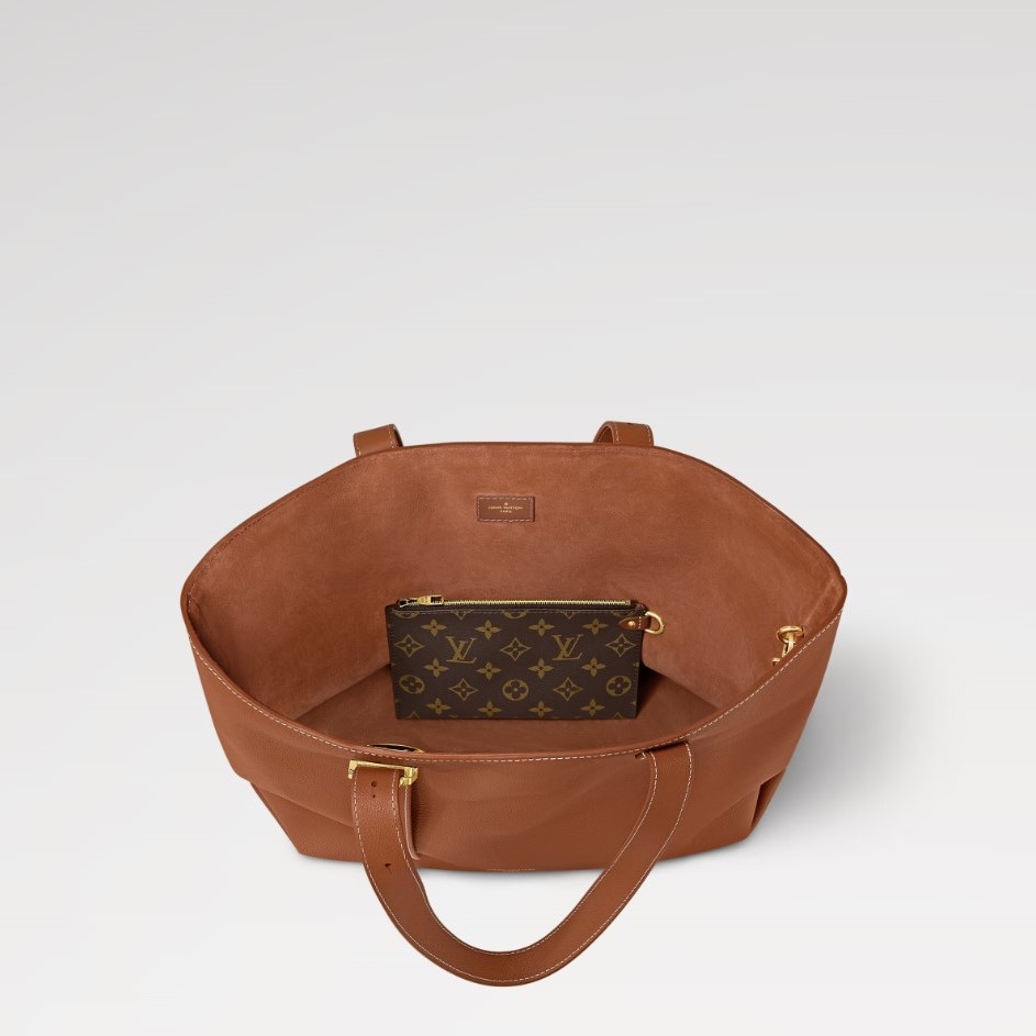 L0vis Vvtt0n Low Key Cabas MM Bag Cognac Brown For Women 18.5in/47cm M25342