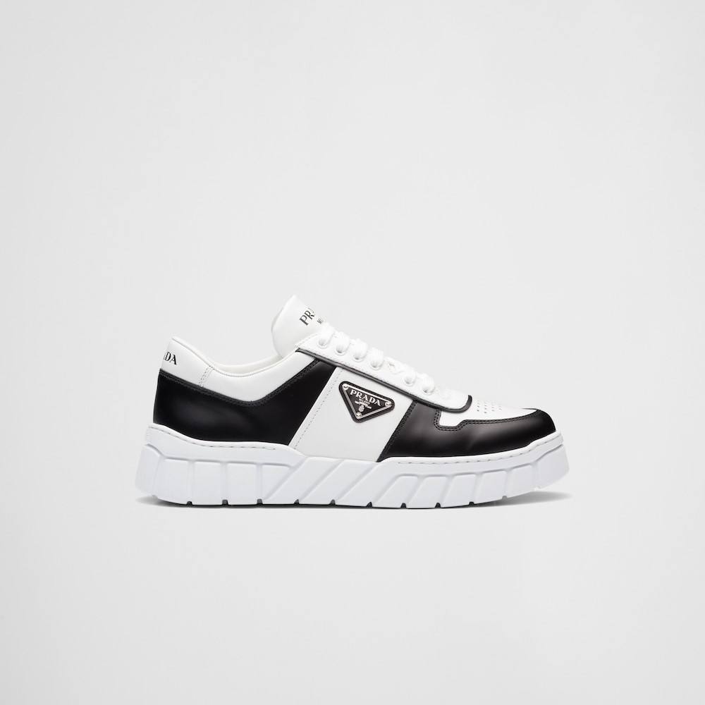 Pra*a Leather Sneakers White/Black For Men 2EE378_3LJ6_F0964