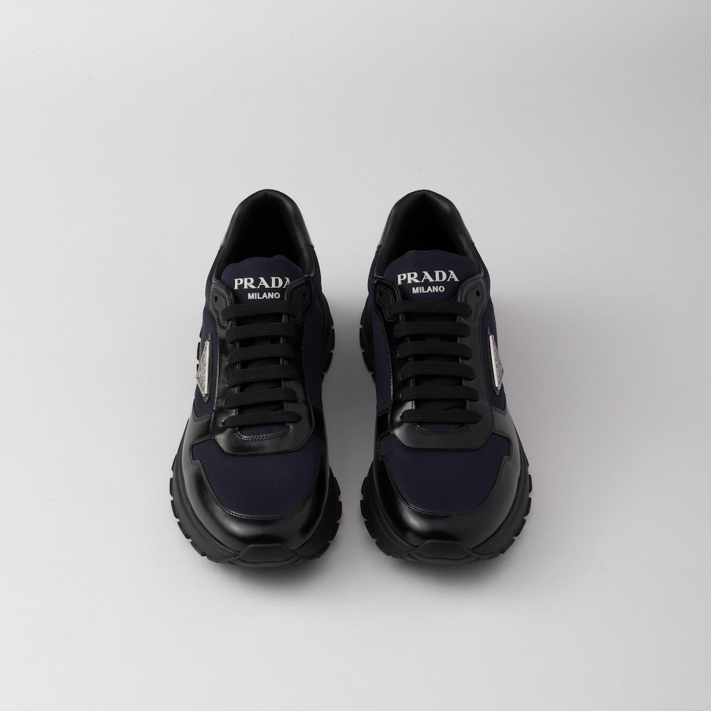 Pra*a Prax 01 Re-Nylon And Brushed Leather Sneakers Blue/Black For Men 2EE369_3LF5_F0713_F_G000