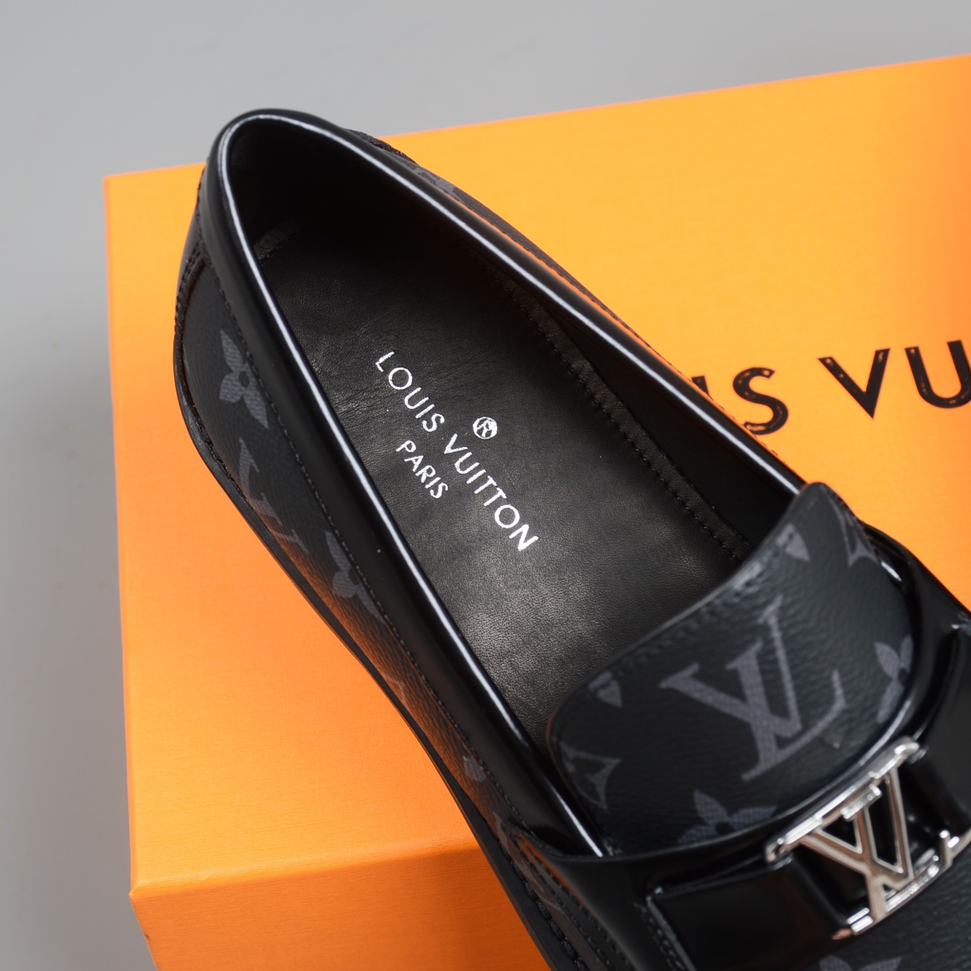 L0vis Vvtt0n Monte Carlo Mocassin in Black Monogram Canvas for Men
