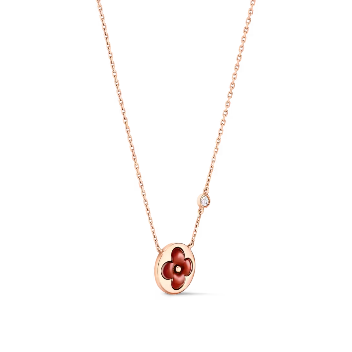 L0vis Vvtt0n Color Blossom BB Sun Pendant Necklace Pink-Toned For Women Q93826