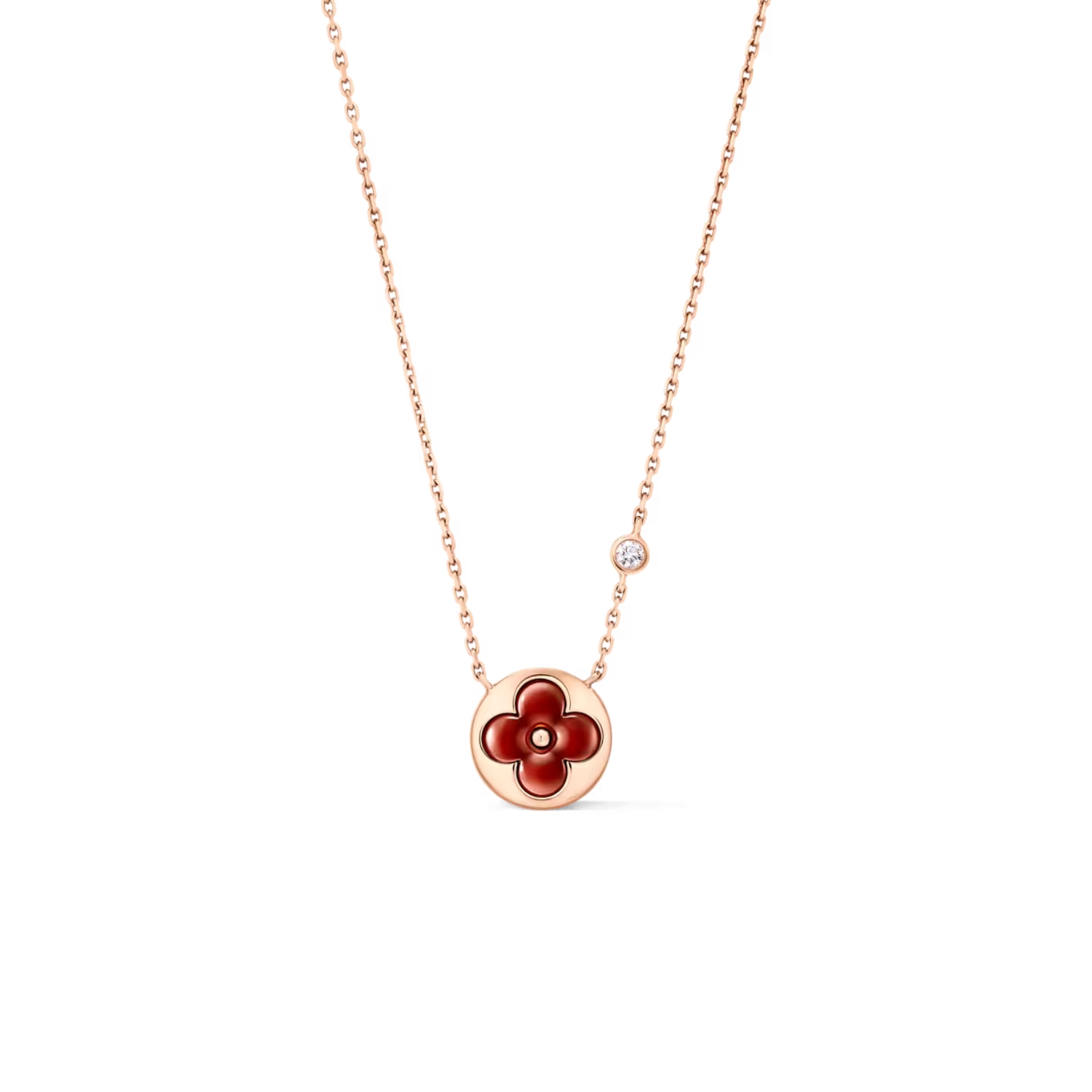 L0vis Vvtt0n Color Blossom BB Sun Pendant Necklace Pink-Toned For Women Q93826