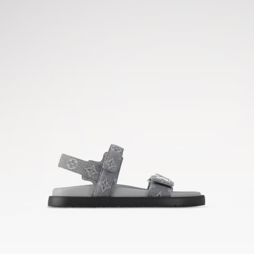 L0vis Vvtt0n LV Sunset Flat Comfort Sandal Gray For Women 1ADIE8
