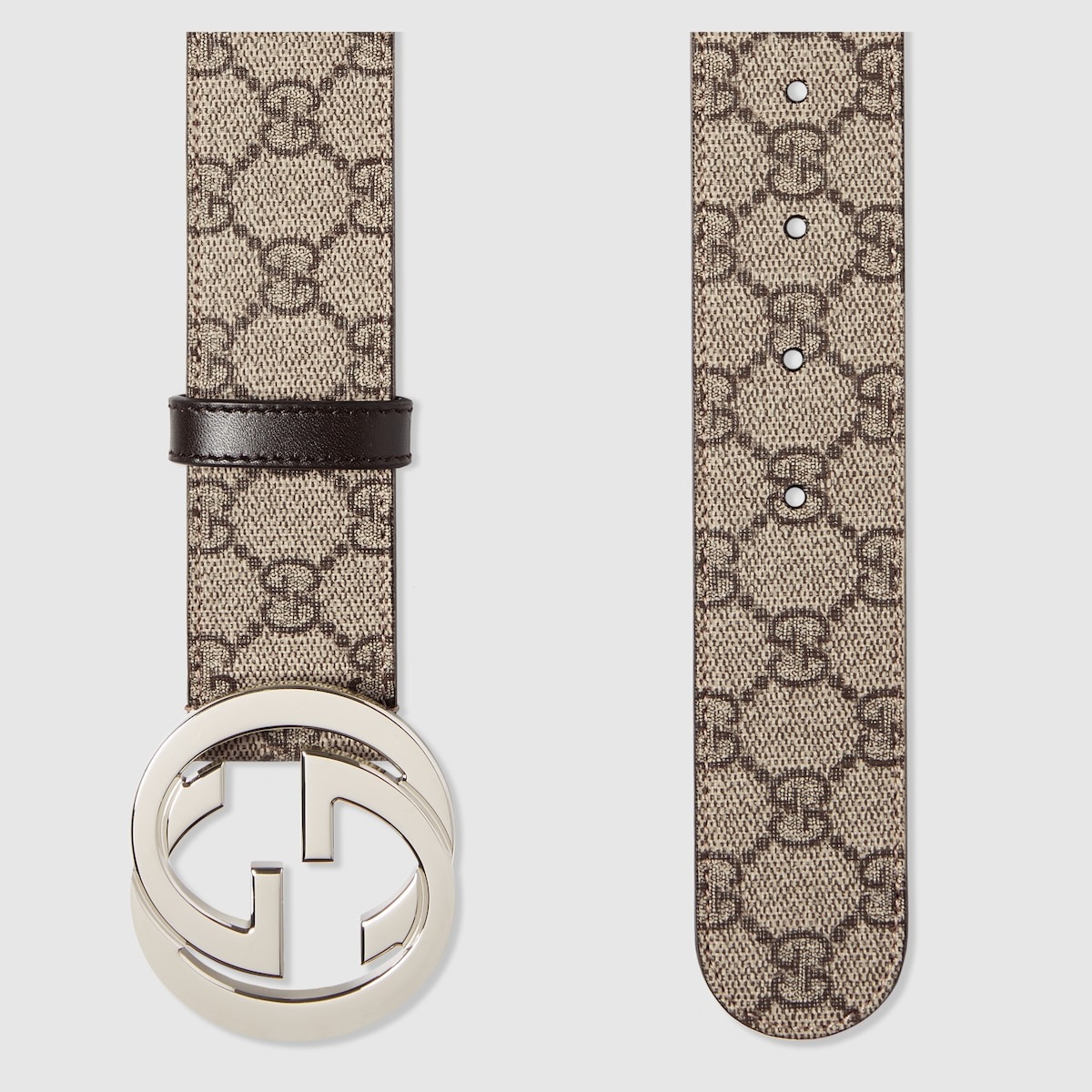 Gvc*1 GG Belt 38mm With Interlocking G Buckle Beige/Ebony For Men 411924 KGDHN 9643