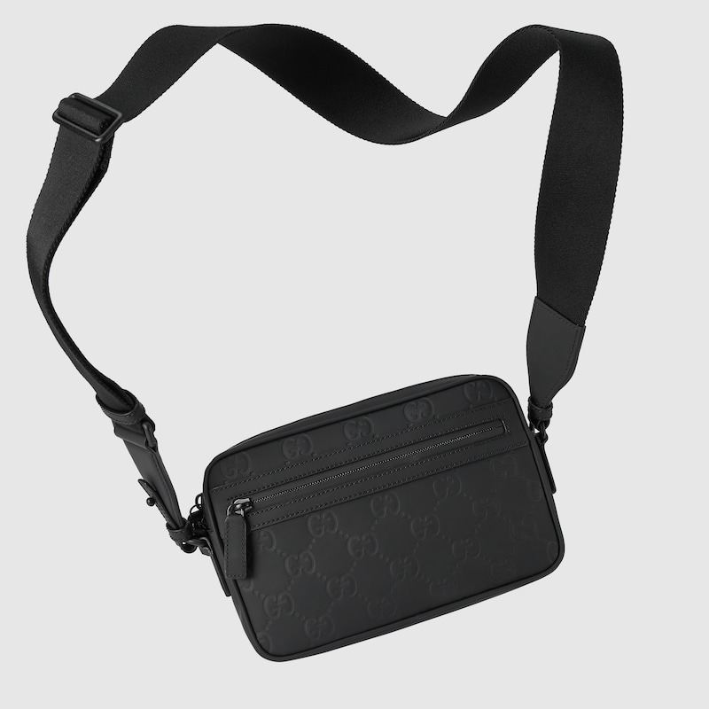 Gvc*1 Rubber-Effect Small Crossbody Bag Black For Men 9.4in/24cm 771293 AAC4D 1000