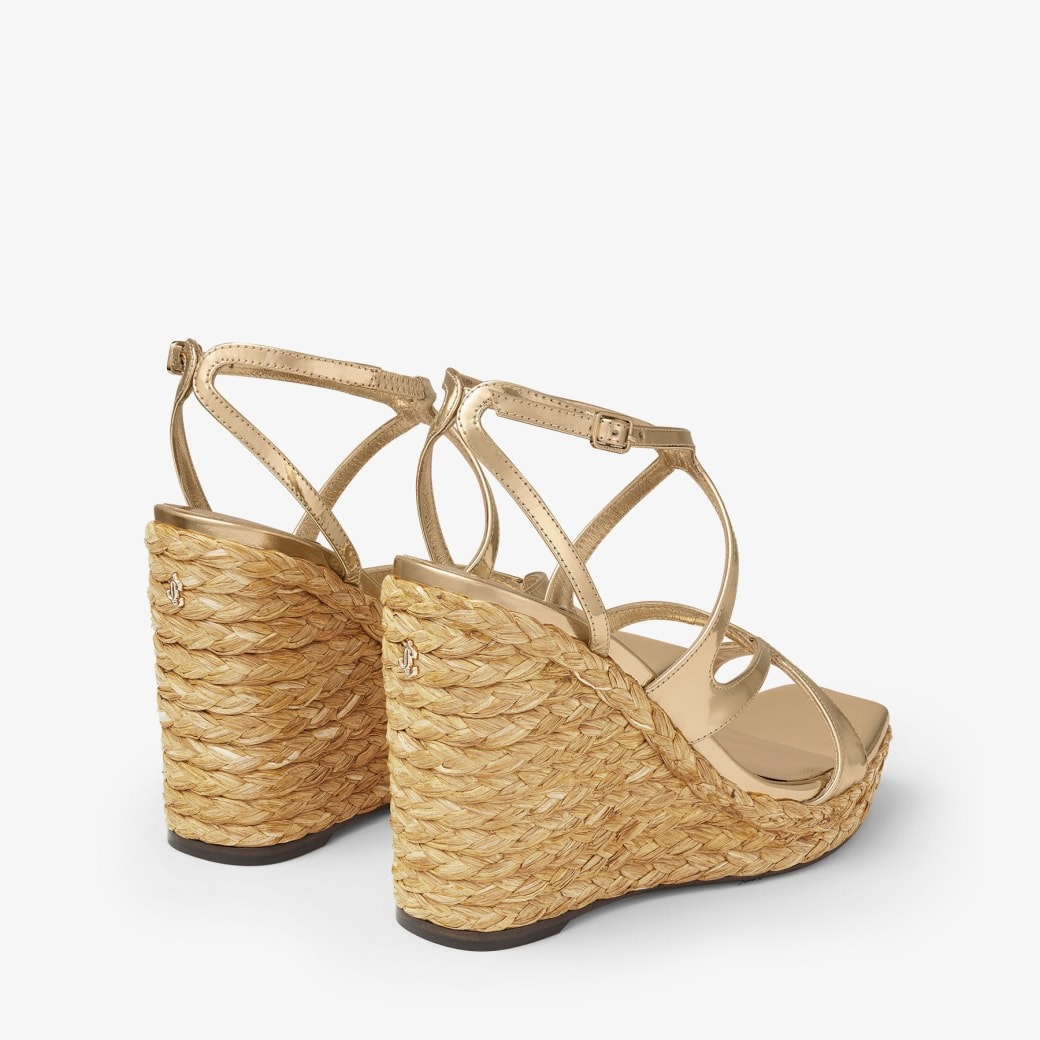 J1m*y Ch00 Ayla 110 Gold Metallic Wedge Gold For Women AYLA110CUH