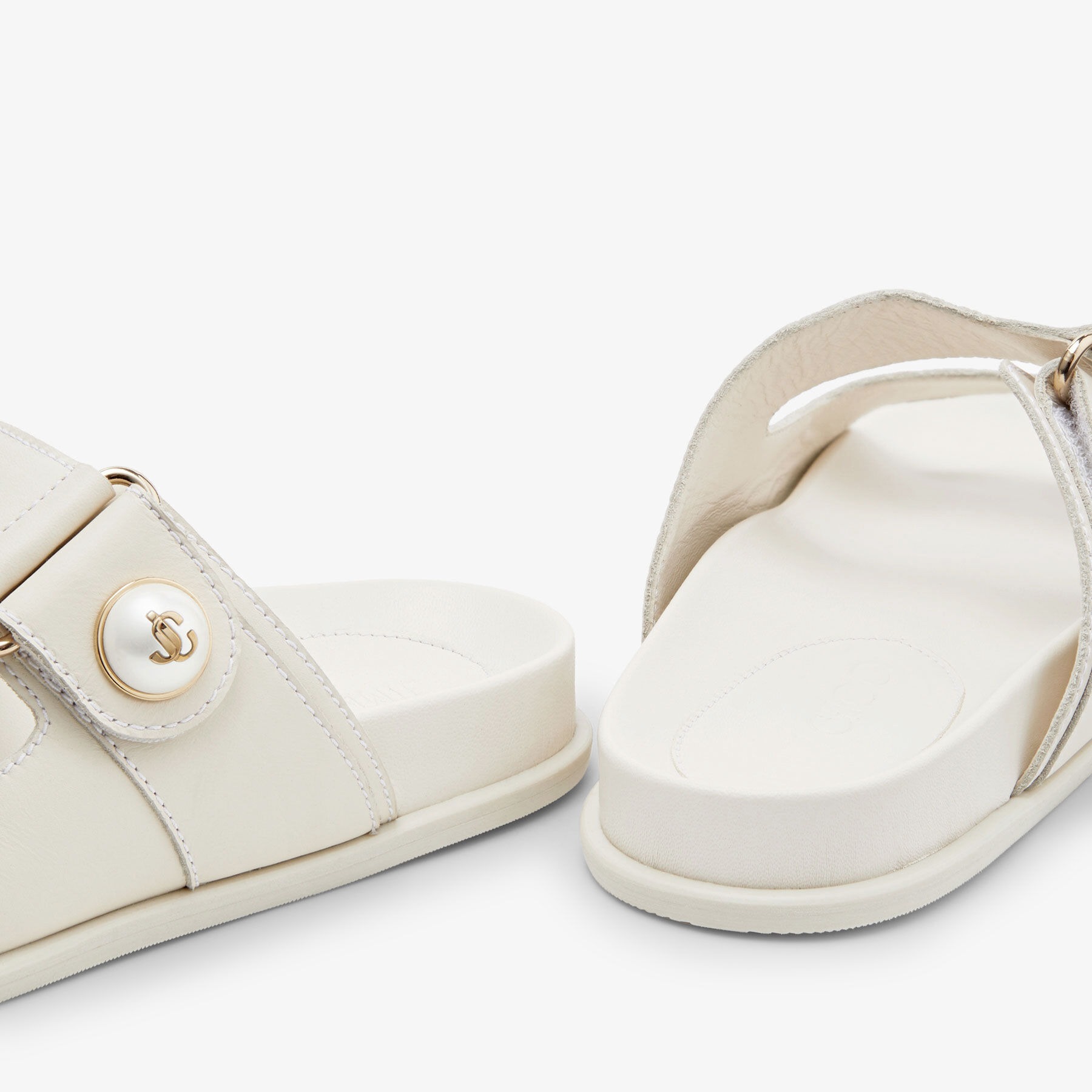 J1m*y Ch00 Fayence Sandal Latte For Women FAYENCESANDALSQM