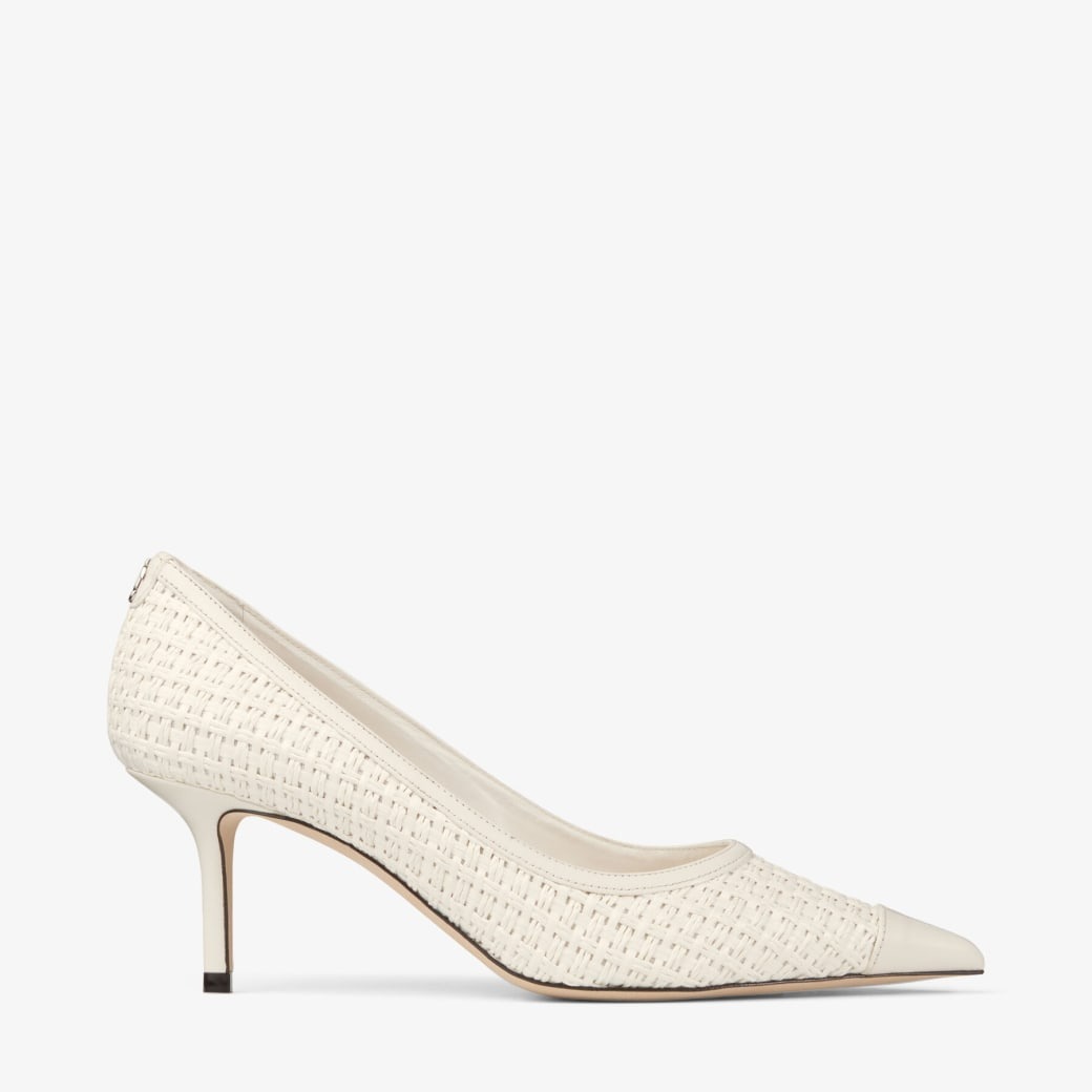 J1m*y Ch00 Love 65 Raffia And Leather Pumps Latte For Women LOVE65JVZ