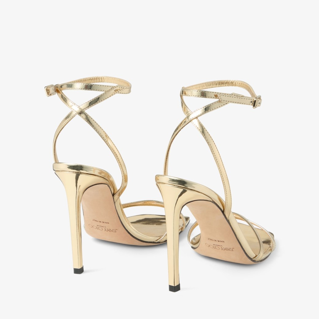 J1m*y Ch00 Metz 100 Metal Leather Sandal Gold For Women METZ100QUI