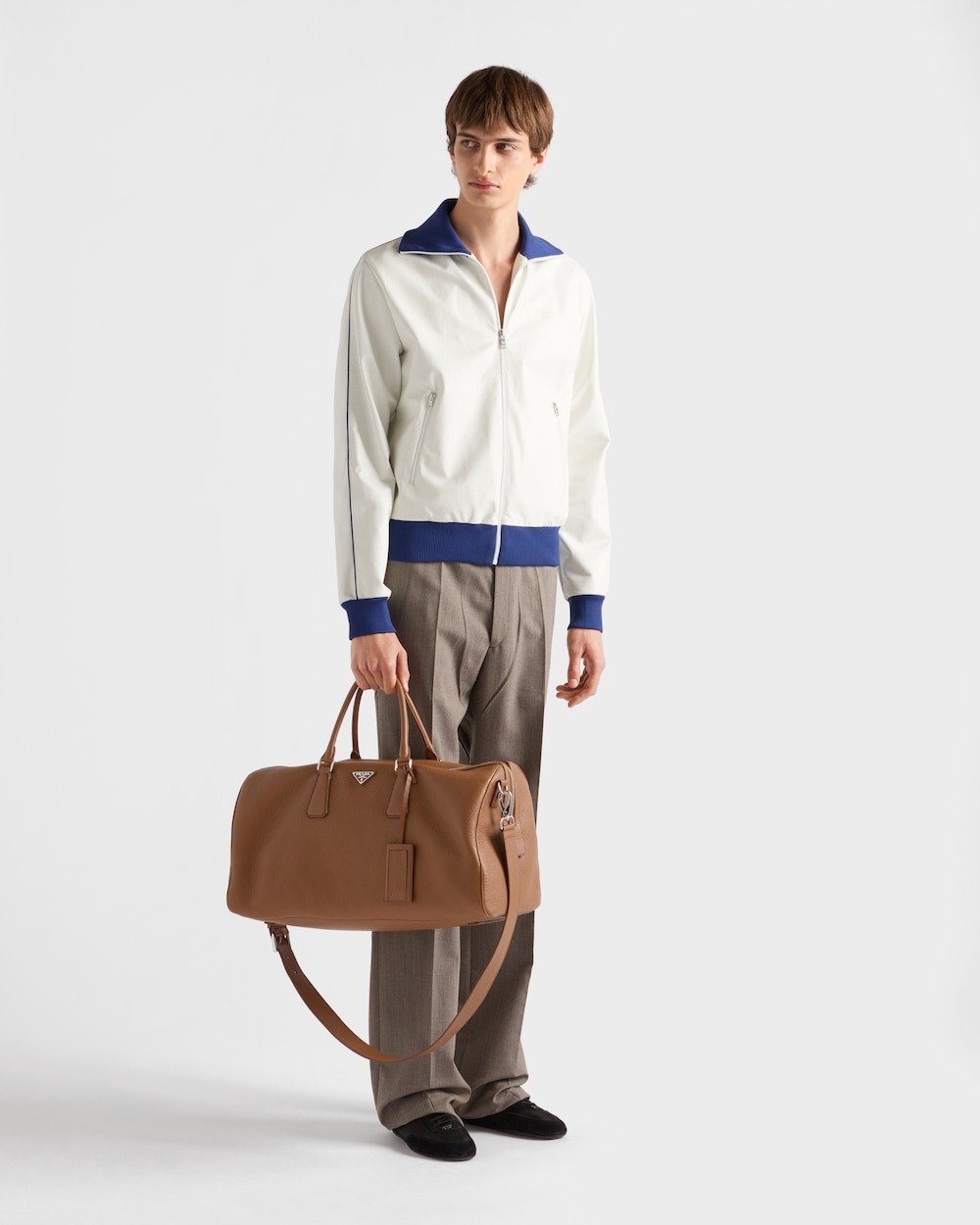 Pra*a Leather Duffel Bag Cognac For Men 50cm/20in – 2VC048_2BBE_F0046_V_OOO