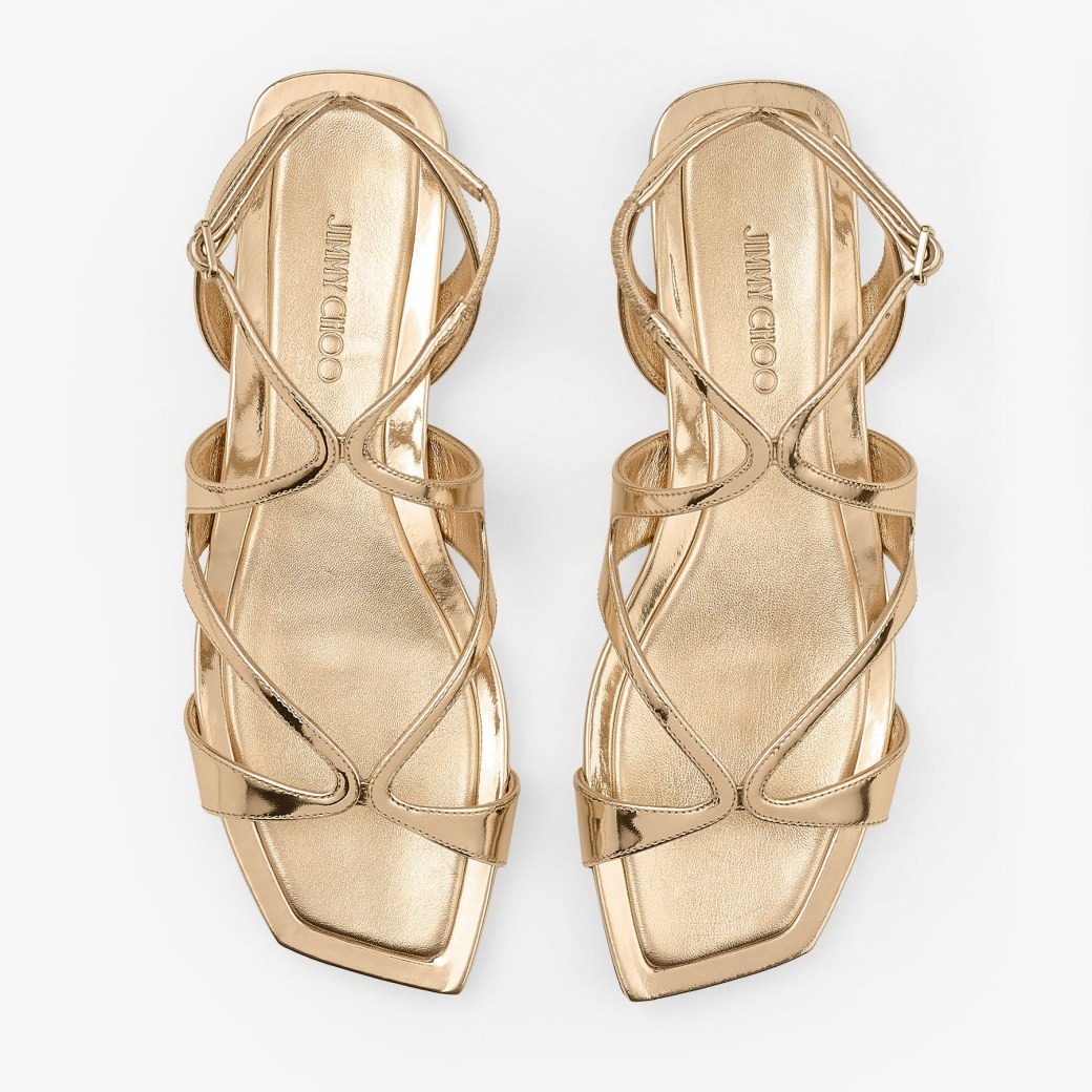 J1m*y Ch00 Ayla Flats Gold For Women AYLAFLATQUI