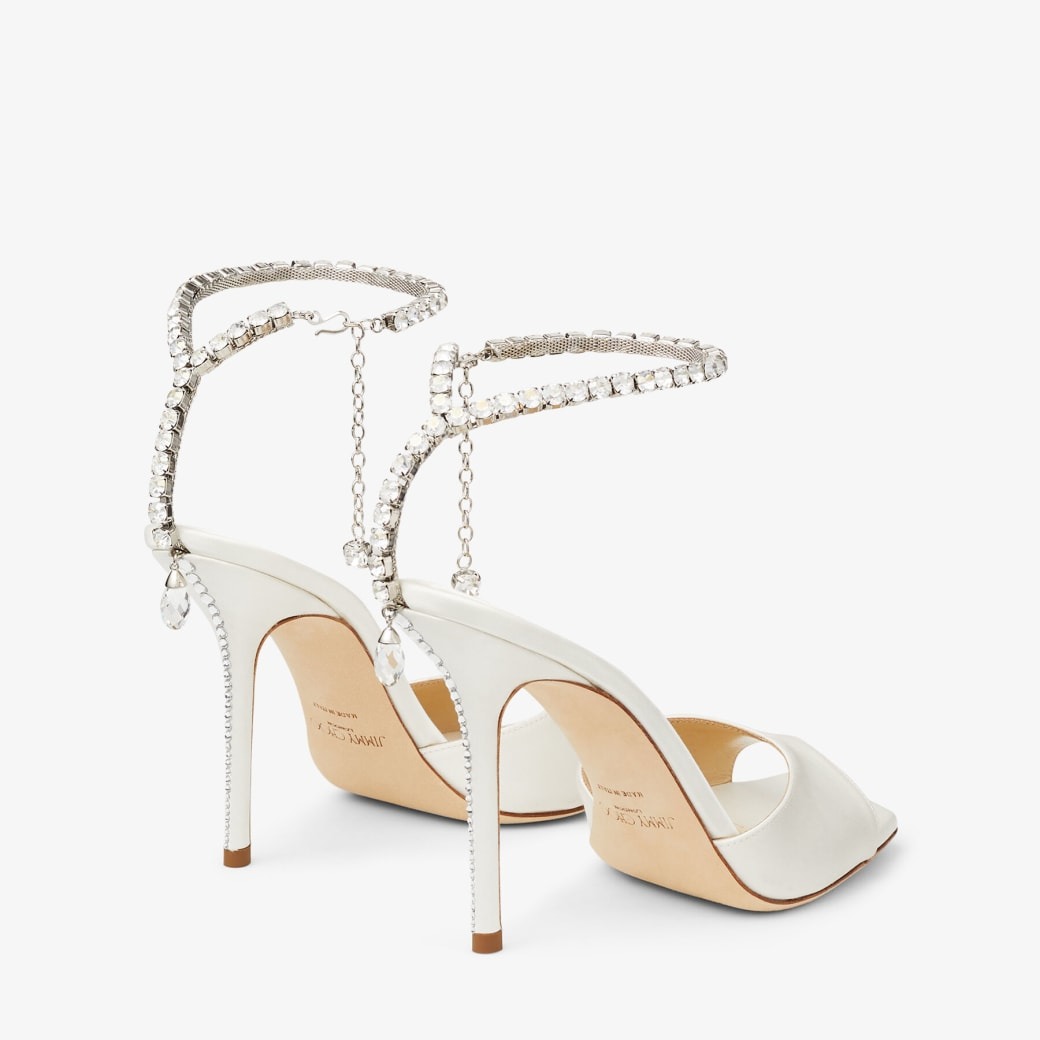 J1m*y Ch00 Saeda Sandal 100 Ivory For Women SAEDASANDAL100BBD