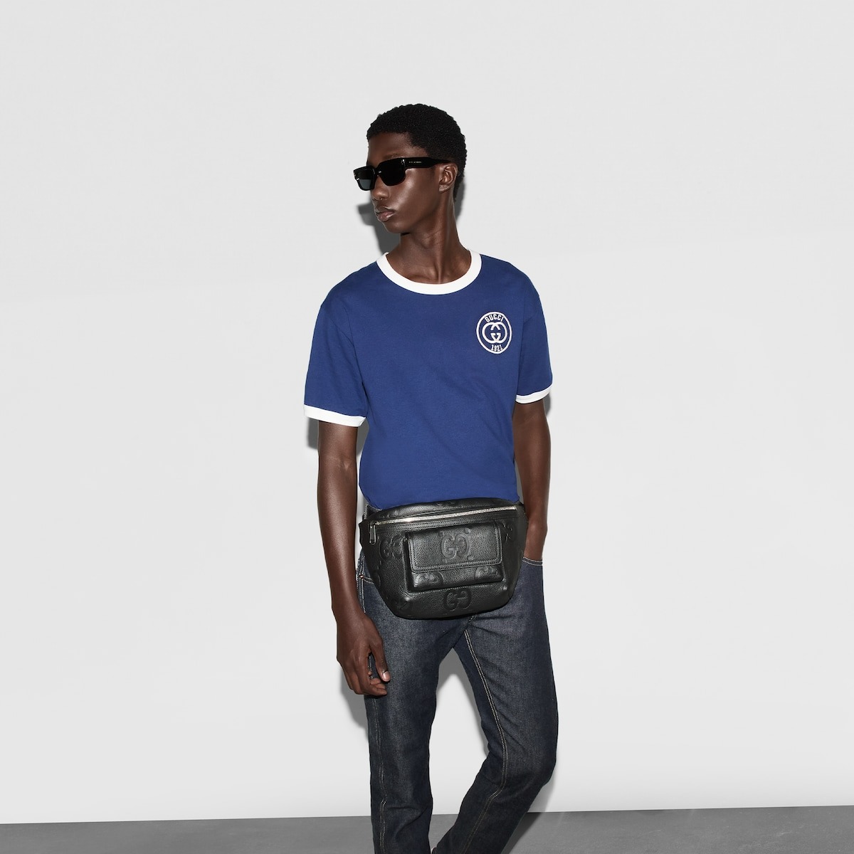 [True-to-ORIGINAL] Gvc*1 GG Jumbo Large Belt Bag Black For Men 26cm/10.2in ‎645093 AABY7 1000