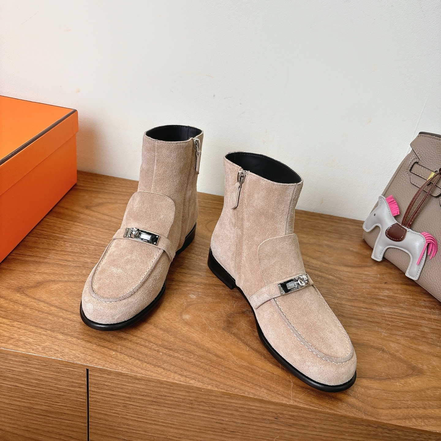 H**me5 Kelsy Ankle Boots Beige Camel For Women H251004Z D1355