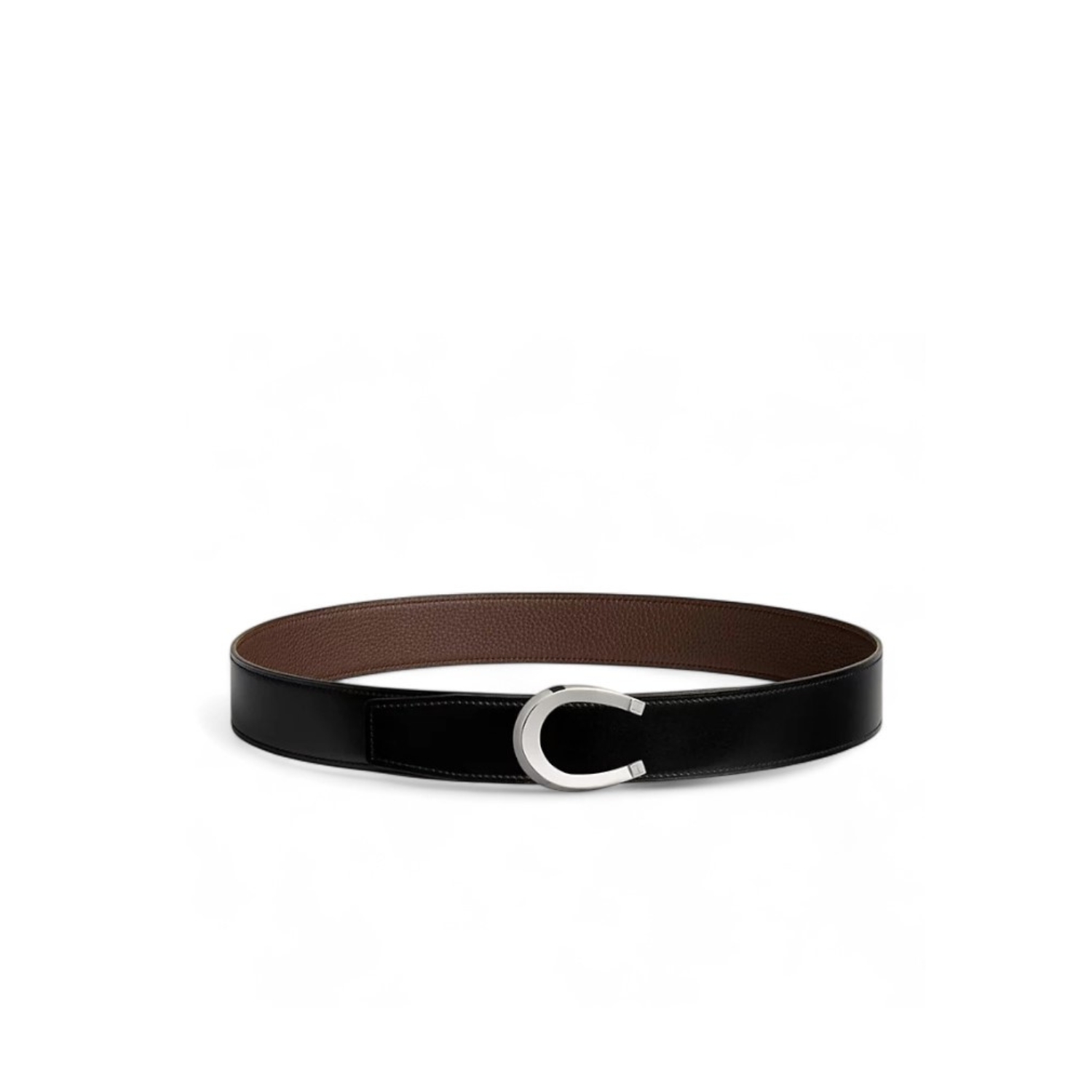 H**me5 Luck Belt Buckle Reversible Leather Strap 38mm Noir/Chocolat For Men H010412CK05