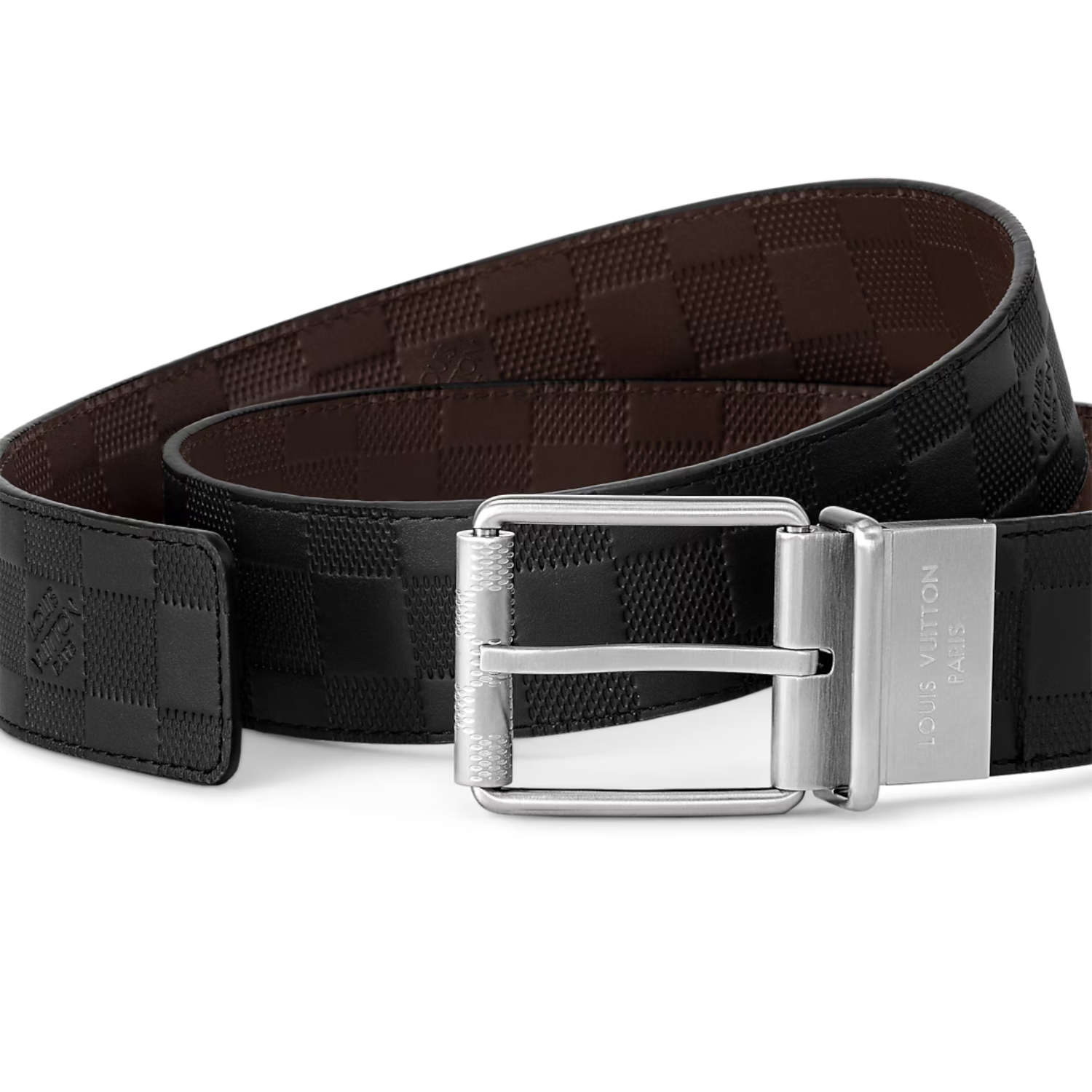 L0vis Vvtt0n Damier Print 40MM Reversible Belt Black/Dark Brown For Men M9150U