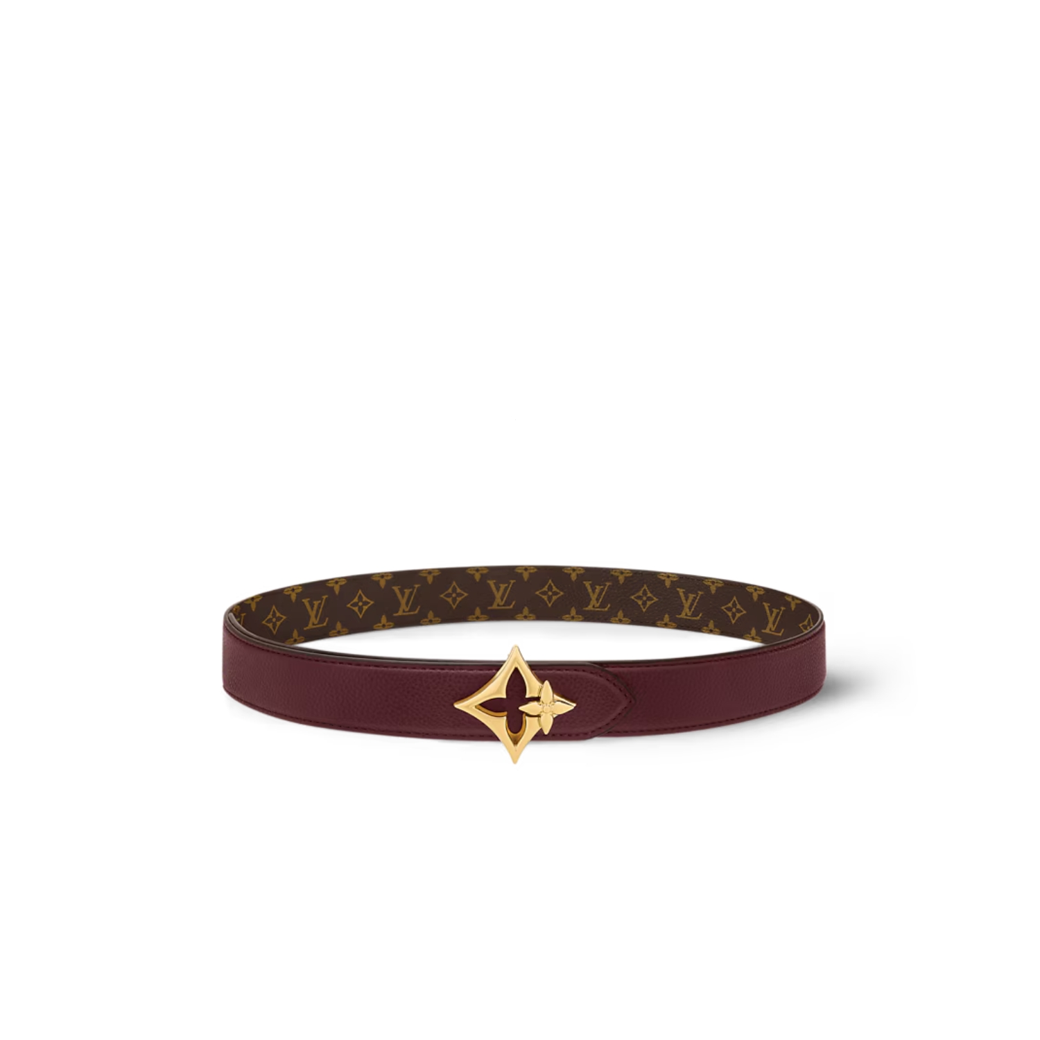 L0vis Vvtt0n LV Flowergram 30mm Reversible Belt Garnet For Women M4556U