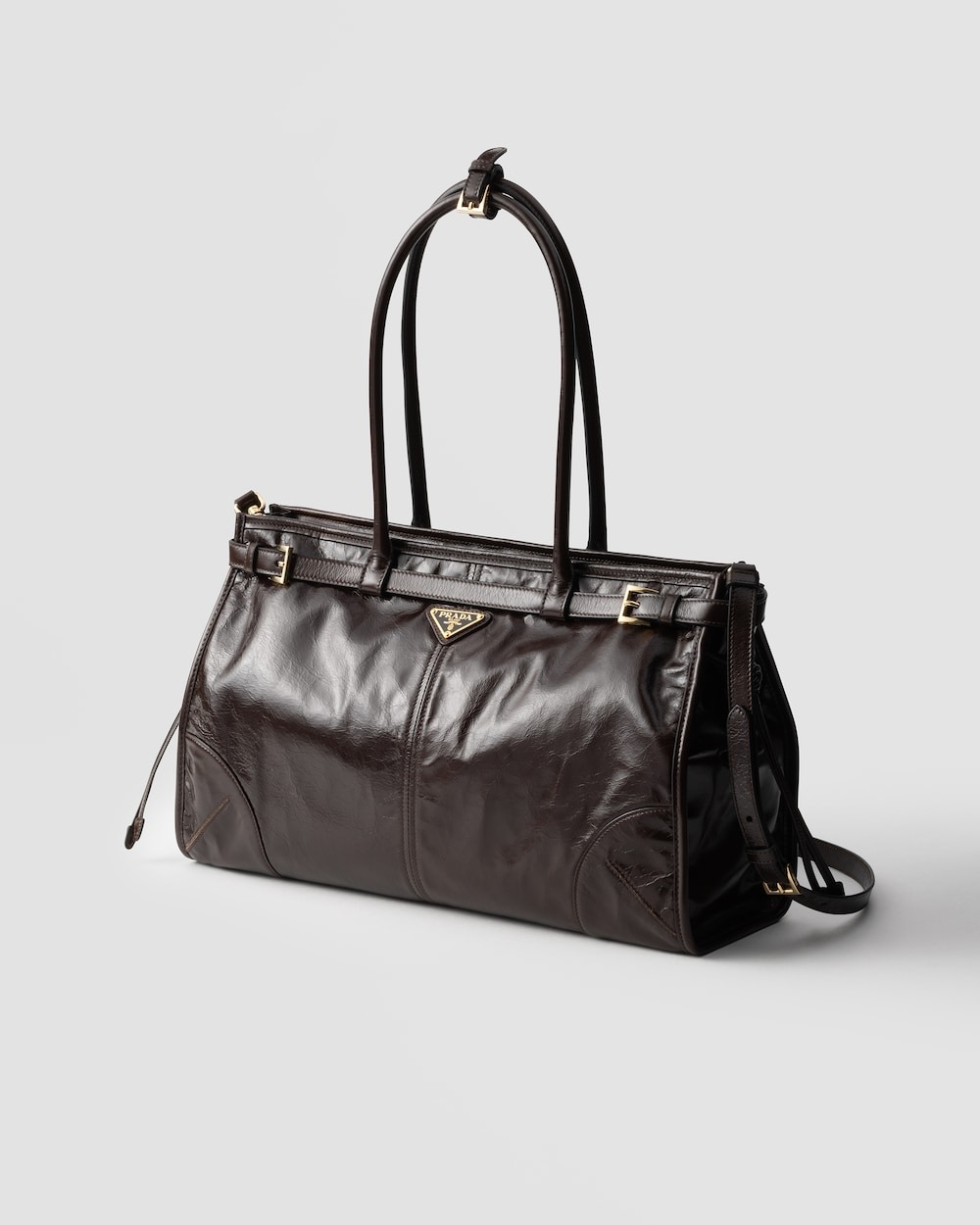 Pra*a Bonnie Large Handbag Bag Dark Brown 38cm/15in – 1BA433_2CYR_F01D6_V_MOO
