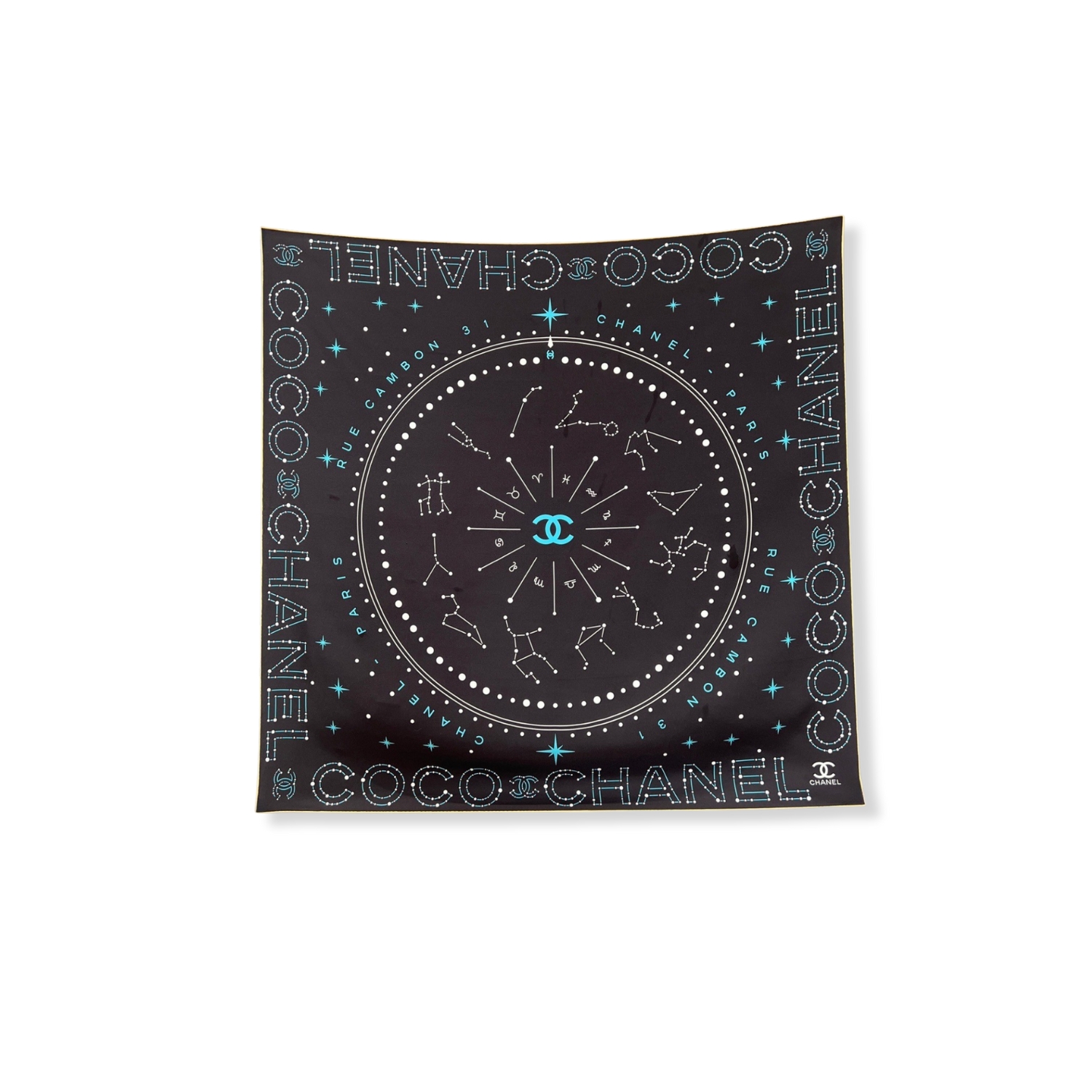 Ch**el 25C Coco Square Scarf Black For Women 35.4in/90cm