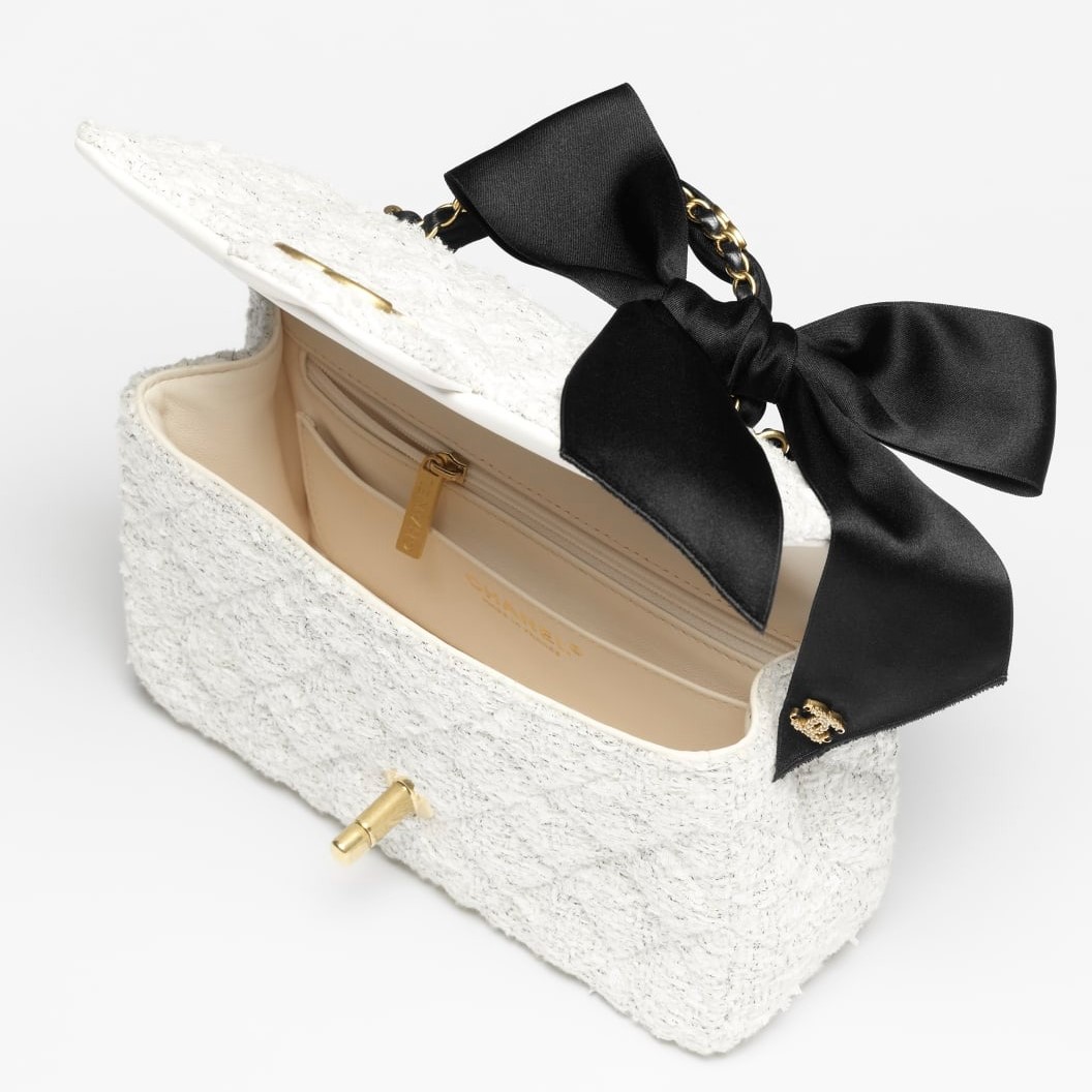 [True-to-ORIGINAL] Ch**el Mini Flap Bag With Top Handle White For Women 7.9in/20cm‎ AS5875-B22482-MB103
